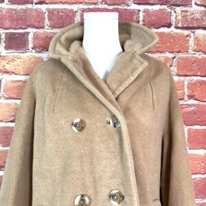 Lou Rose of Santa Barbara Vintage Camel Tan Luxury Faux Fur Trench Coat No Size